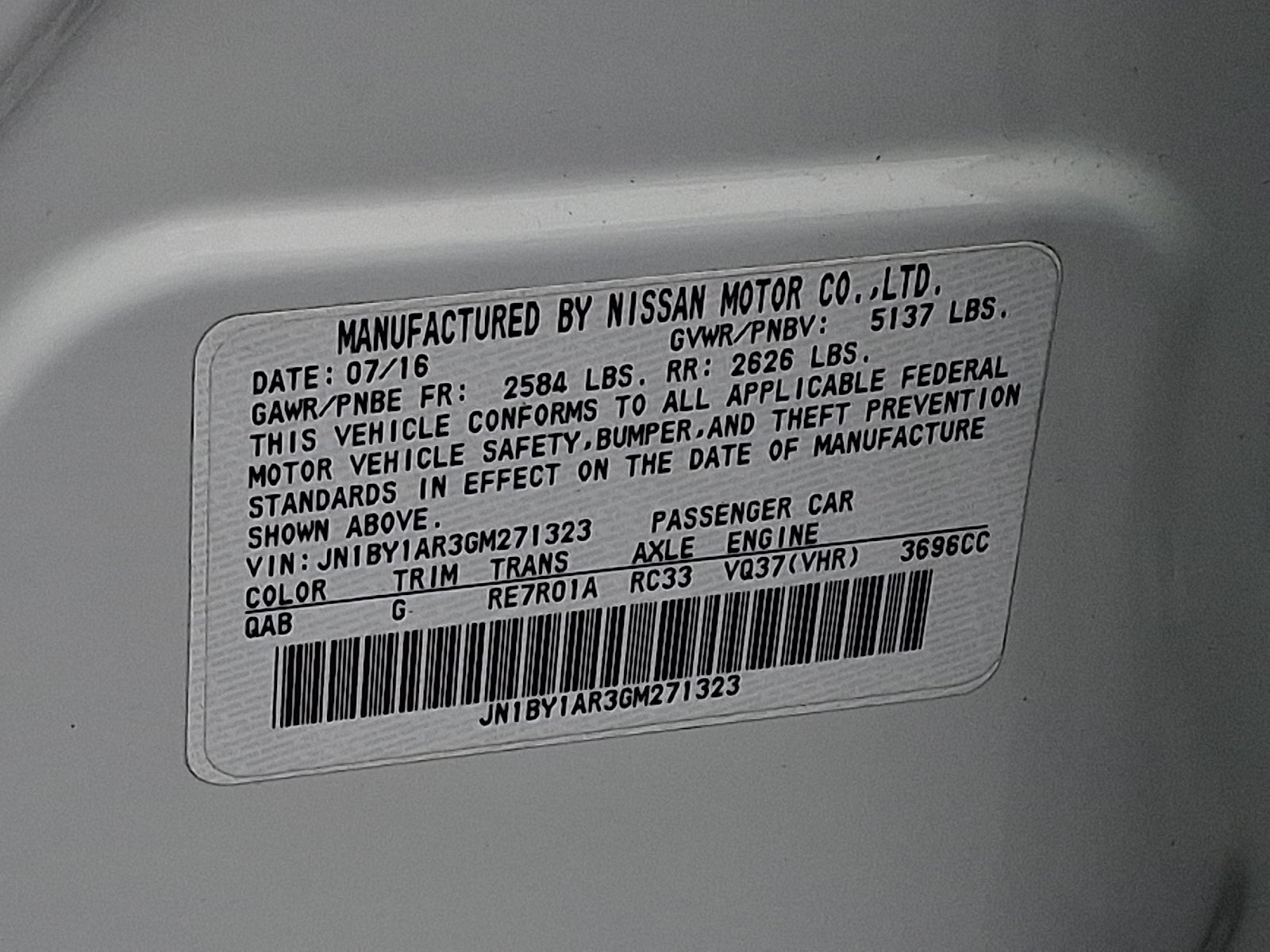 2016 INFINITI Q70 3.7X