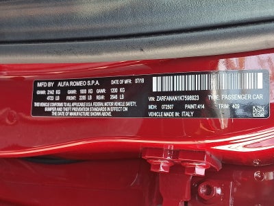 2019 Alfa Romeo Giulia Sport AWD