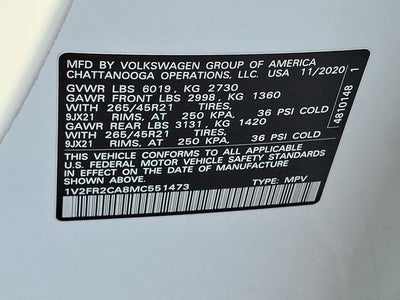2021 Volkswagen Atlas 3.6L V6 SEL Premium R-Line