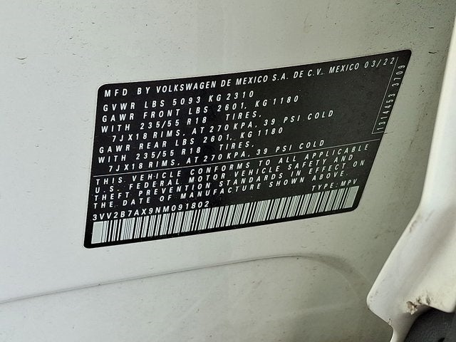 2022 Volkswagen Tiguan 2.0T SE